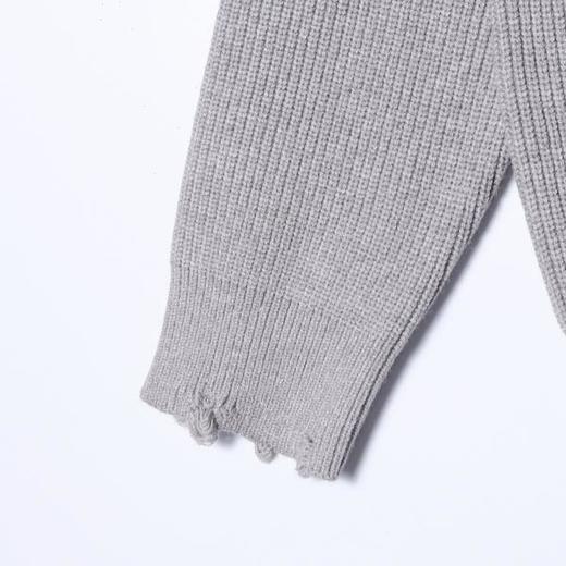 82519SDSA男士秋冬新款痞帅男装韩版纯色勾破圆领针织衫简约百搭毛衣 商品图4