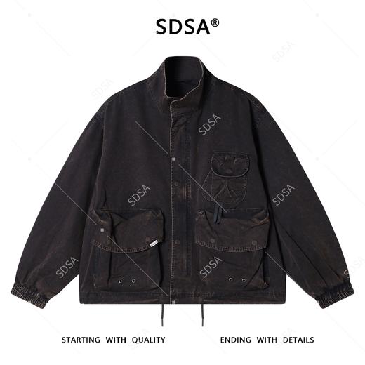 6225SDSA男士秋冬新款痞帅男装老钱风工装按扣拉链立领夹克复古百搭 商品图1