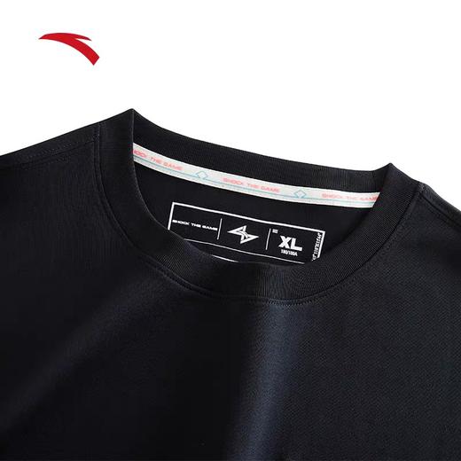 XY|安踏套头卫衣男冬季新款美式宽松简约黑色纯棉圆领上衣152431404 商品图1