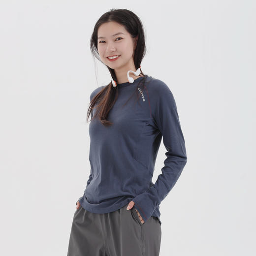纳趣户外运动速干衣羊毛针织跑步速干长袖T恤女透气排汗健身衣 商品图4