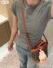 D100261复古又时髦老花配撞色皮手拎斜挎菜篮子包 商品缩略图3