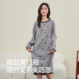 3部顶瓜瓜摇粒绒套头圆领波点蝴蝶结女长袖睡裙 ARW25188-Q