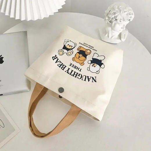 新款小熊帆布包女士上班手拎便当饭盒学生手提包收纳礼品袋帆布袋 商品图2