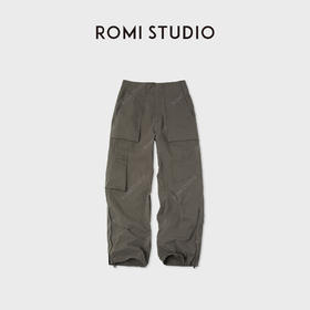 ROMI STUDIO“美式复古”多口袋做旧褶皱直筒工装长裤RWCAXU6304