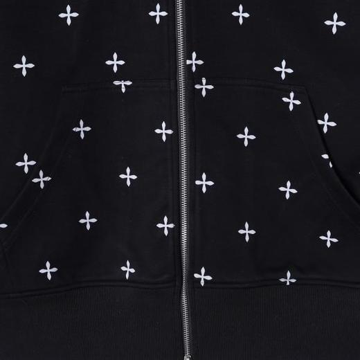 SDSA男士秋冬新款痞帅男装潮牌撞色十字印花拉链连帽卫衣百搭时尚 商品图3