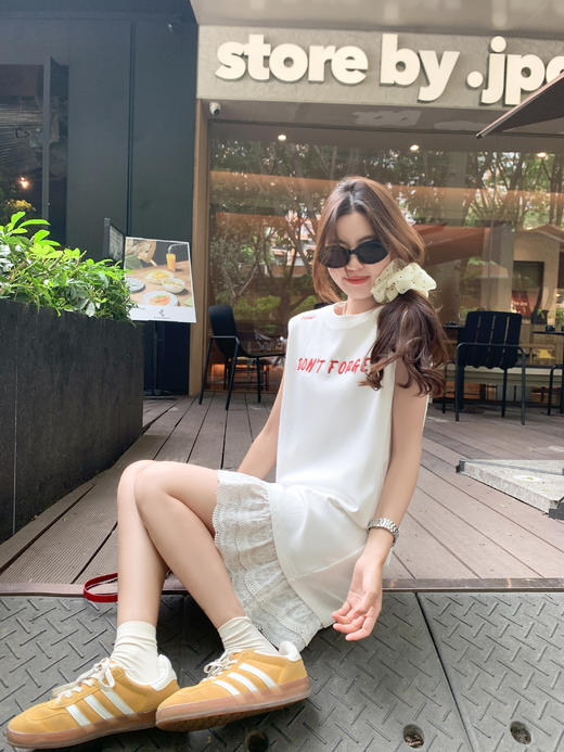 <曾小咸推荐>现货秒杀！微信超特价！甜系字母刺绣假两件宽松背心连衣裙 日常149.99 立减80 秒杀69.99！ 商品图10