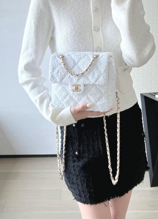 香奈儿 25B 秋冬 闪亮片𝗆𝗂𝗇𝗂背包白色（LZ） 商品图9