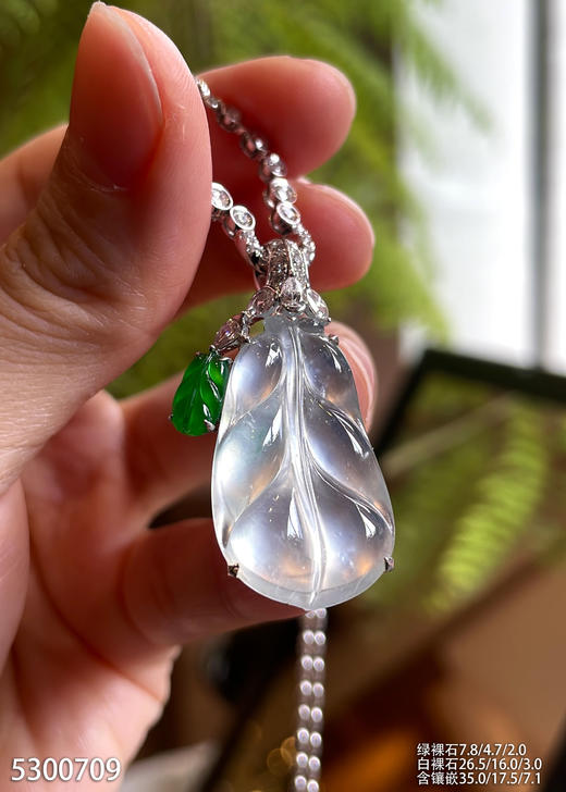 玻璃种叶子吊坠【5300709】具体价格微信咨询 商品图3
