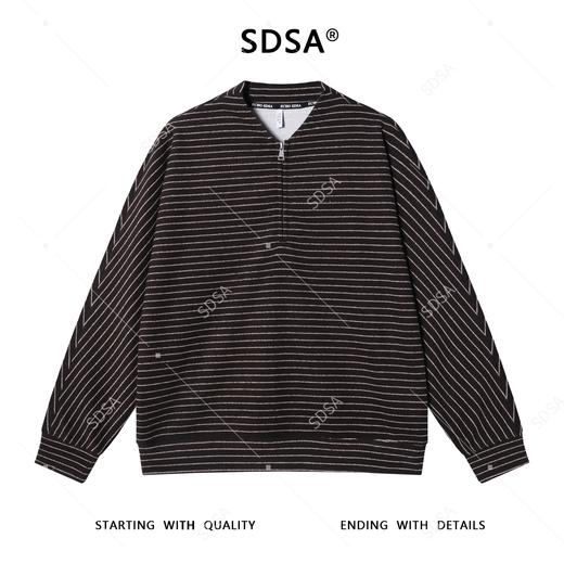 SDSA男士秋冬新款痞帅男装港风复古条纹半拉链卫衣百搭时尚上衣 商品图1