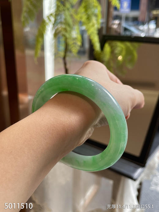 正圆条艳绿手镯【5011510】圈口55.1~具体价格微信咨询 商品图4