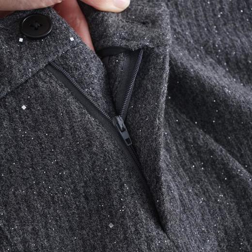 QYM M277-Y毛呢短款百褶裙高腰半身裙A字裙 商品图3