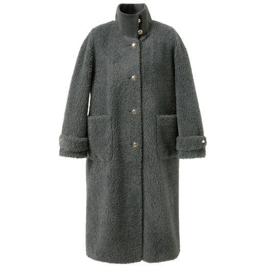 三彩2025冬季新款绵羊毛复合皮草毛毛外套立领仿皮草长款宽松M 商品图4