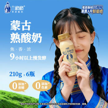兰格格 草原酸奶 蒙古炭烧熟酸奶210g*6 生鲜低温老酸奶 商品图2
