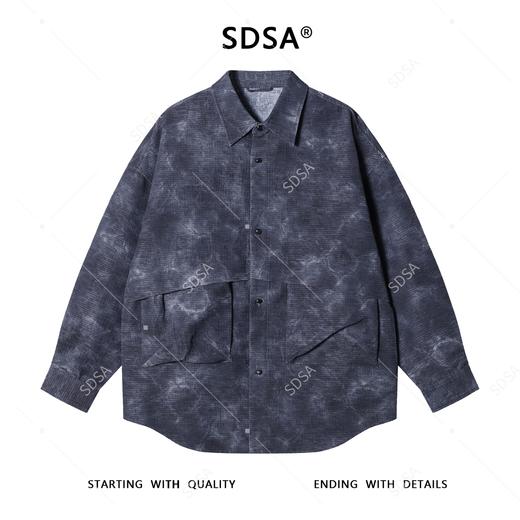 SDSA男士秋冬新款痞帅男装韩式扎染口袋翻领长袖衬衫百搭宽松衬衣 商品图0