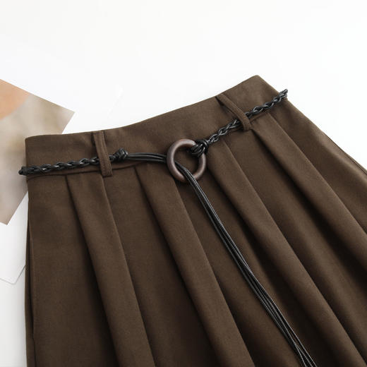 QYM A130-Y毛呢半身裙高腰时尚气质百褶A字裙 商品图3