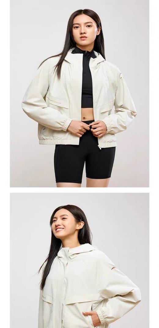 XY/安踏梭织运动外套女士休闲百搭防风连帽上衣162437613N--2凯旋灰色 商品图2