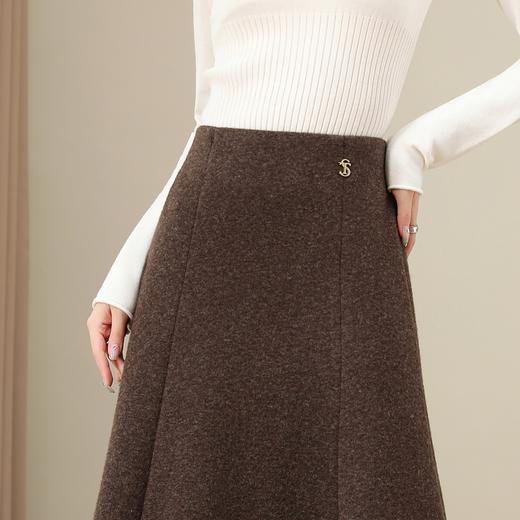 QYM M285-Y毛呢半身裙高腰A字裙时尚大摆裙 商品图3