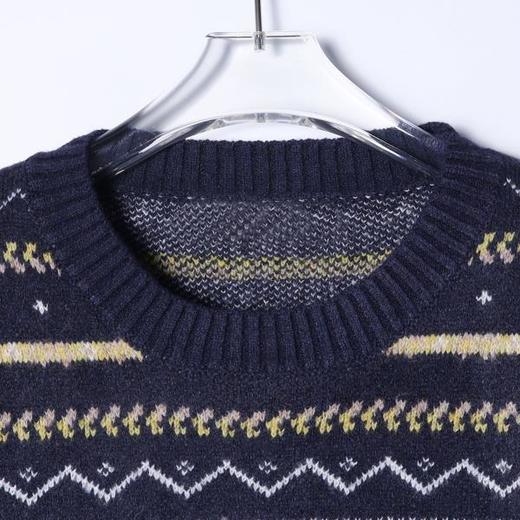 23773SDSA男士秋冬新款痞帅男装日系趣味条纹圆领毛衣撞色百搭套头上衣 商品图2