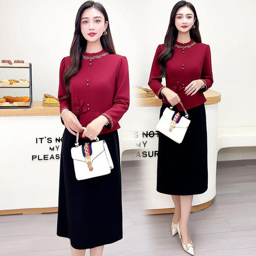 QYM 25XB911-Y假两件不对称包臀裙高腰花朵礼服裙连衣裙 商品图0