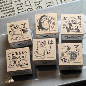 Ensky mofusand 木质印章 鲨鱼猫 考拉猫 熊猫 兔猫