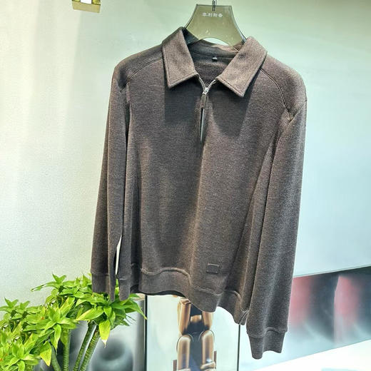 秋冬男士时尚净色休闲拉链翻领套头卫衣polo衫   YH-W15887* 商品图0
