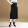 QYM  M271-Y毛呢直筒半身裙包臀裙开衩一步裙 商品缩略图1
