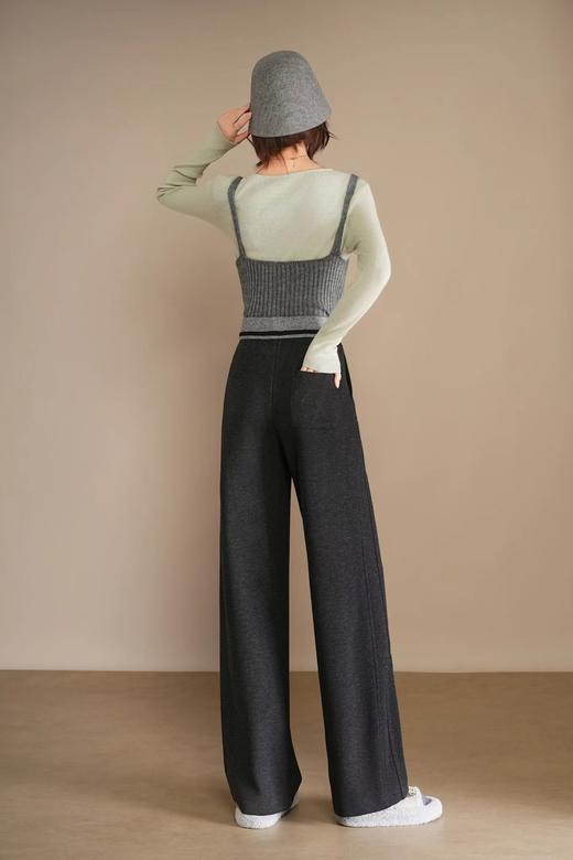 腰头拼接休闲直筒裤 商品图2