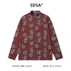 T4856SDSA秋冬新款痞帅男装简约撞色满印花朵半高领长袖T恤百搭复古 商品缩略图1