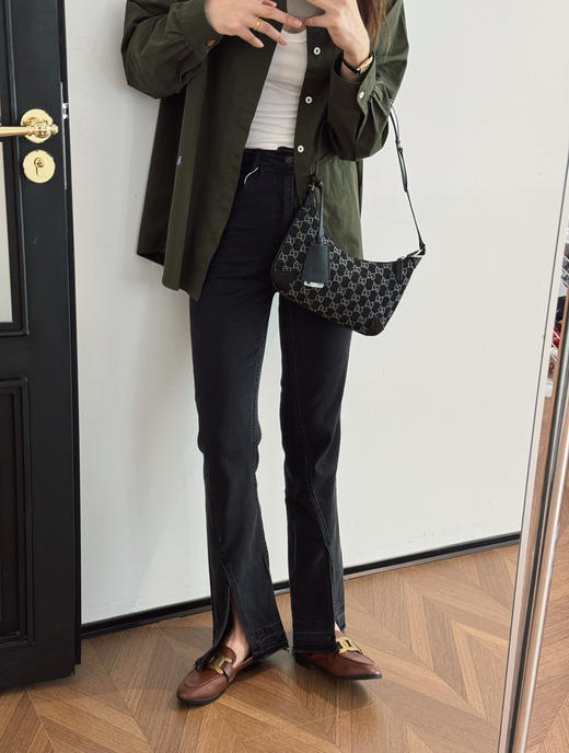 moc*o 做旧水洗开叉牛仔裤 商品图4