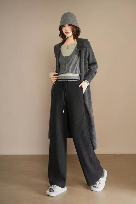 腰头拼接休闲直筒裤 商品图3