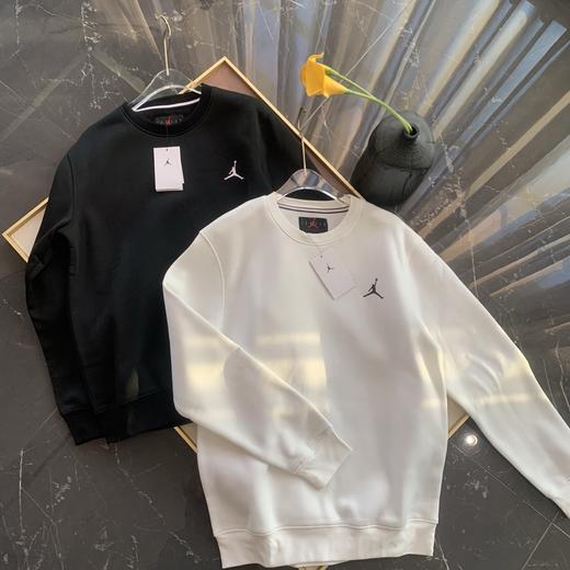 乔家字母图案罗纹圆领抓绒运动卫衣 男女款-FB7020（蕾姐黑色S 白色M） 商品图10