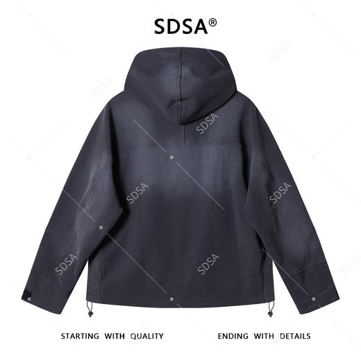 SDSA男士秋冬新款痞帅男装韩版磨白拼接松紧连帽夹克百搭时尚外套 商品图5