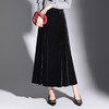 QYM M201-Y金丝绒半身裙高腰中长款垂感A字裙 商品缩略图0