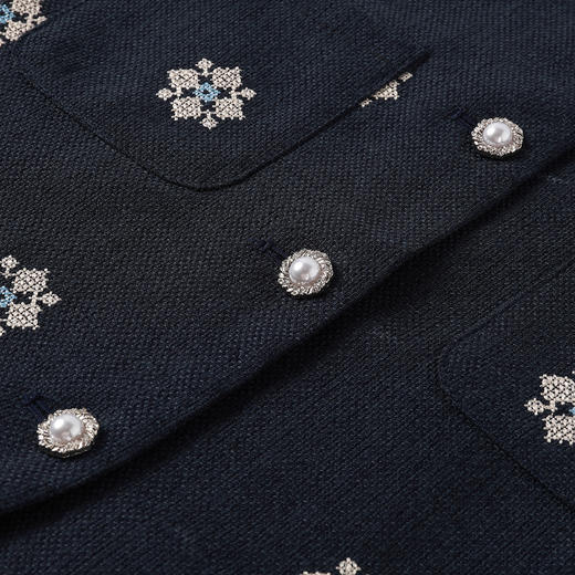 奢姿大码女装2025秋装气质小香风套装雪花刺绣针织马甲内搭半身裙9953994341AB 商品图3