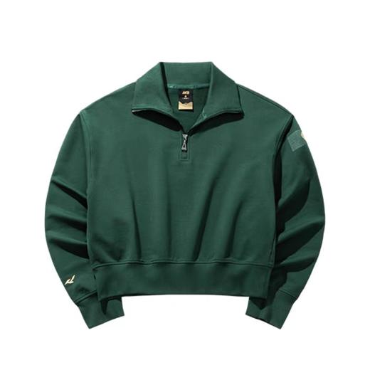 XY/安踏生活系列丨套头卫衣女秋季翻领短款上衣162438717--2桂冠绿色 商品图0