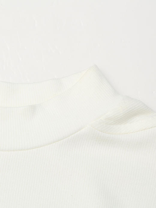 秋冬季新款白色半高领修身长袖打底衫 简约百搭显瘦上衣 商品图2