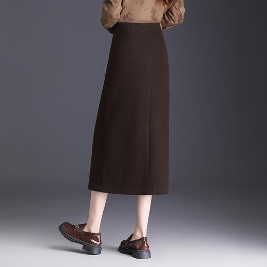 QYM M295-Y高腰时髦感毛呢直筒裙半身裙包臀裙 商品图2