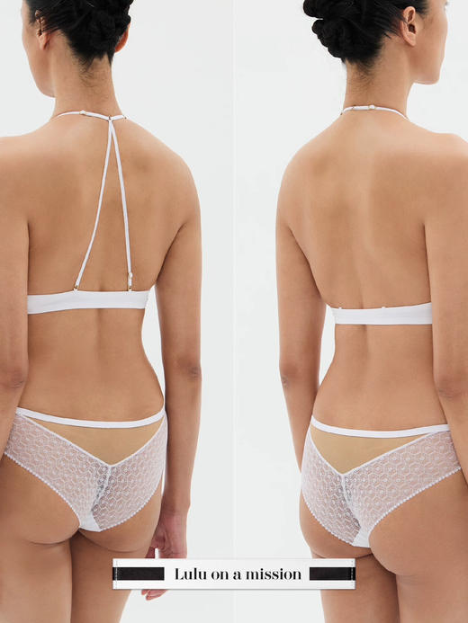 LOAM｜线索 露背蕾丝三角杯无钢圈  [ 烟熏黑 / 水光白 ] 商品图5
