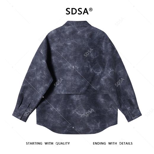 SDSA男士秋冬新款痞帅男装韩式扎染口袋翻领长袖衬衫百搭宽松衬衣 商品图4
