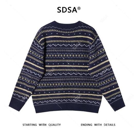 23773SDSA男士秋冬新款痞帅男装日系趣味条纹圆领毛衣撞色百搭套头上衣 商品图5