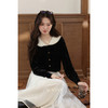 鹿向南「月光与诗」法式复古高级感黑色衬衫女秋新款长袖丝绒上衣 商品缩略图2