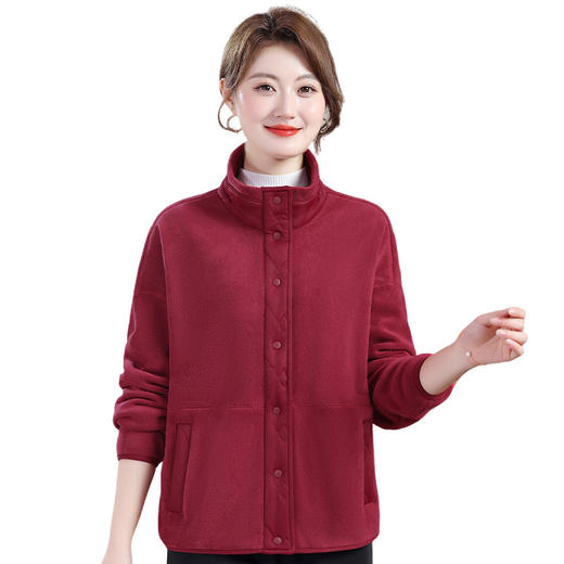 妈妈摇粒绒外套女秋装开衫外套新款中年人春秋洋气上衣老太太衣服 商品图4