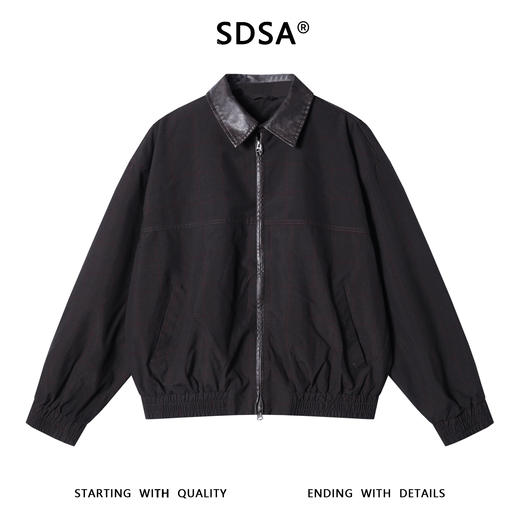 5610SDSA男士秋冬新款痞帅男装潮牌复古格纹拼皮翻领夹克外套百搭时尚 商品图1