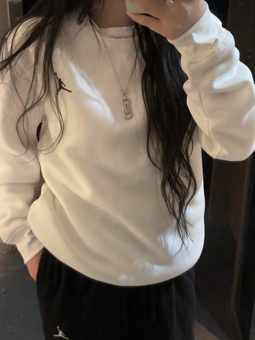 乔家字母图案罗纹圆领抓绒运动卫衣 男女款-FB7020（蕾姐黑色S 白色M） 商品图2