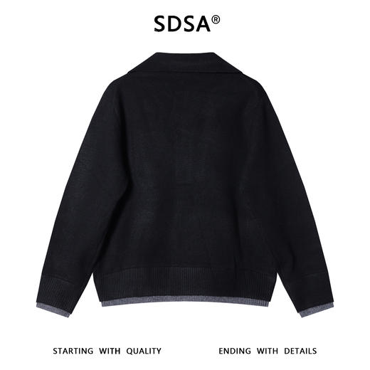 9936SDSA男士秋冬新款痞帅男装韩版撞色翻领净版假两件毛衣宽松百搭 商品图5