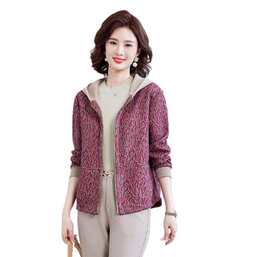 FD-2317中年妈妈外套洋气连帽春秋短款休闲上衣新款中老年女装减龄夹克衫 商品图4