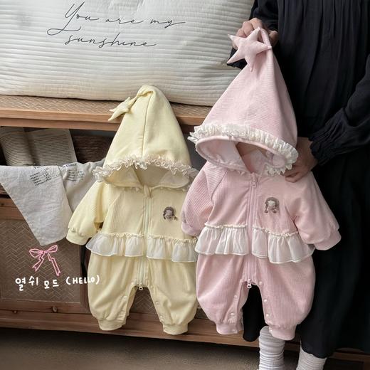 【韩系花边连体衣！A类母婴柔肤面料】婴童秋季2025新款韩版连体衣婴幼儿连帽爬爬服女宝宝洋气花边衣服。hb 商品图3