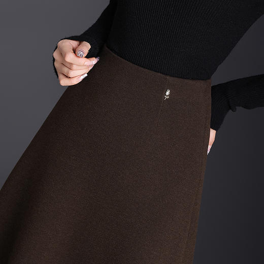 QYM M293-Y半身裙高腰中长款毛呢A字裙 商品图3