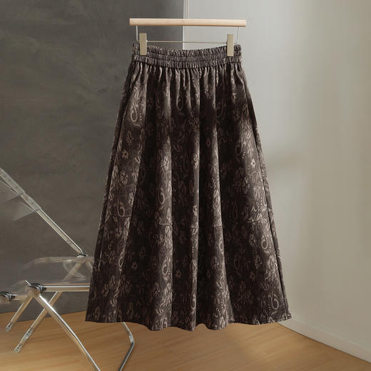 QYM  A129-Y松紧高腰印花半身裙A字裙时尚花苞裙 商品图1