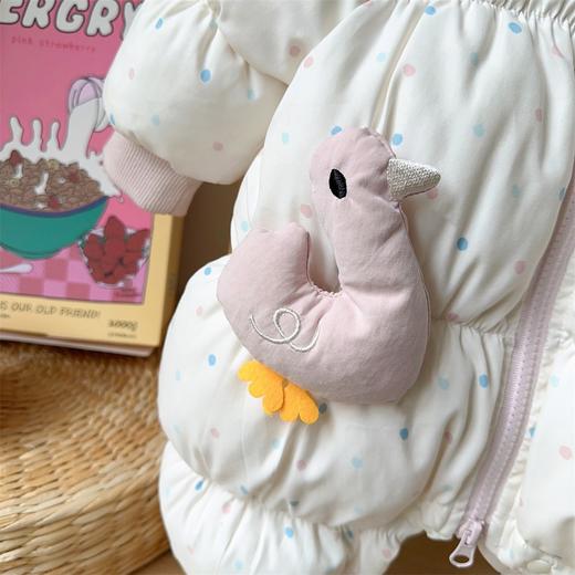 【韩系甜美鸭鸭！萌趣外出必备】婴儿冬装加厚保暖棉衣韩版女宝宝蝴蝶结小鸭子连体衣冬季外出爬服。hb 商品图3